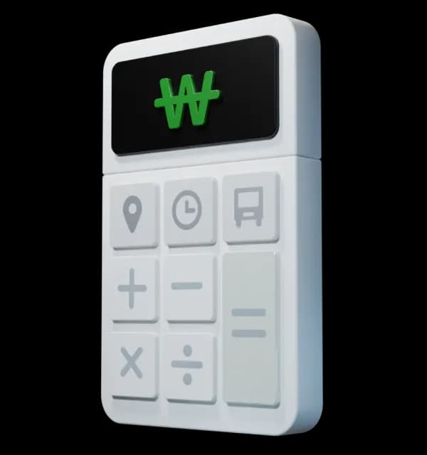 센디 비용 계산기 일러스트 - 계산기와 화물 트럭 아이콘